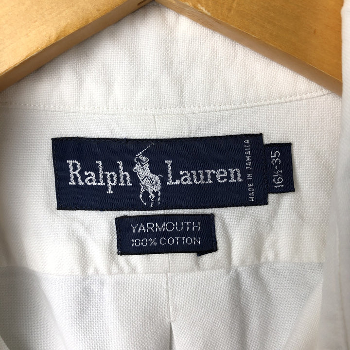 Ralph Lauren YARMOUTH long sleeve button down shirt, men's size L cotton pale white type Vintage Second Hand