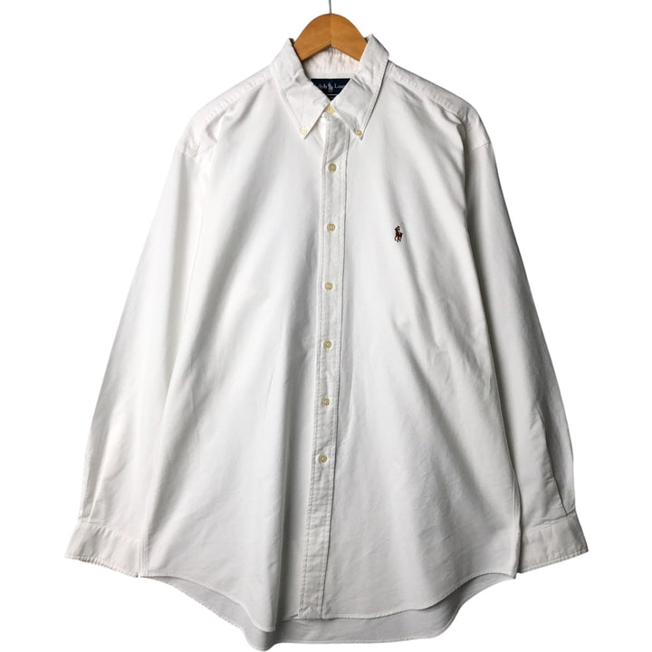 Ralph Lauren Classic Fit Long Sleeve Button Down Shirt, Men's Size L cotton pale white type Vintage Second Hand