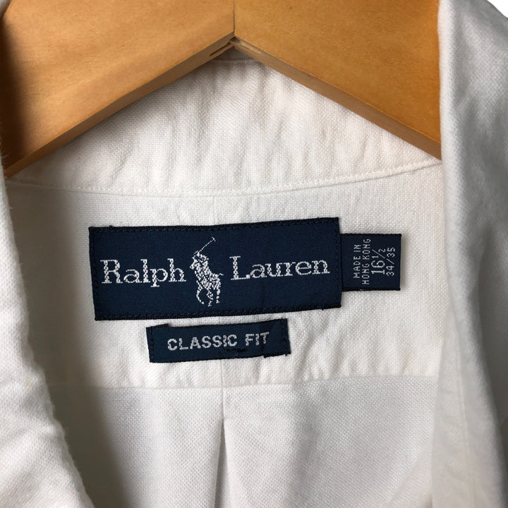Ralph Lauren Classic Fit Long Sleeve Button Down Shirt, Men's Size L cotton pale white type Vintage Second Hand