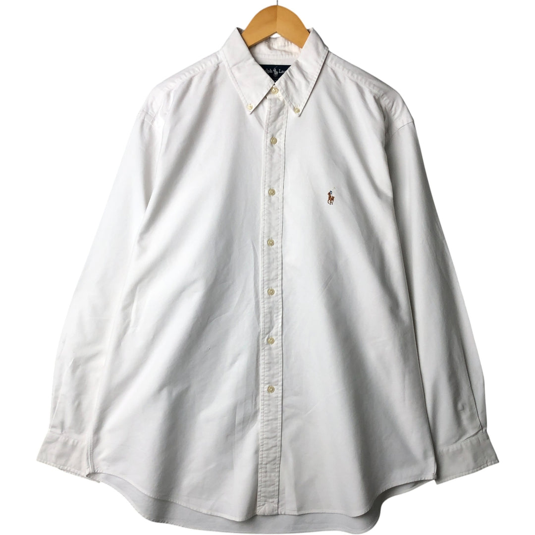 Ralph Lauren YARMOUTH long sleeve button down shirt, men's XL size cotton pale white type Vintage Second Hand