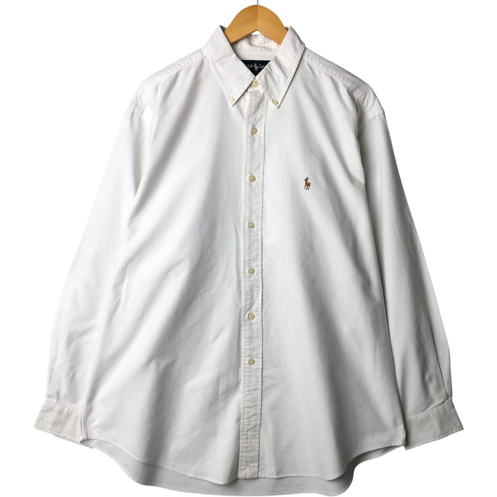 Ralph Lauren YARMOUTH long sleeve button down shirt, men's XL size cotton pale white type Vintage Second Hand