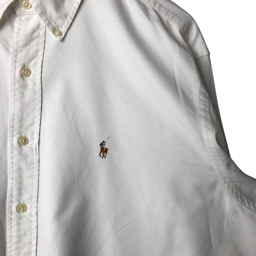 Ralph Lauren YARMOUTH long sleeve button down shirt, men's XL size cotton pale white type Vintage Second Hand