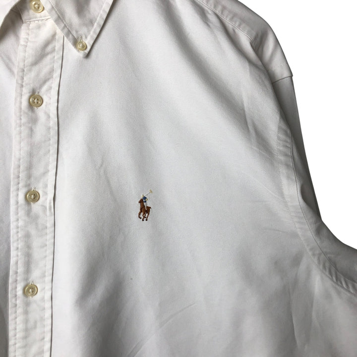 Ralph Lauren YARMOUTH long sleeve button down shirt, men's XL size cotton pale white type Vintage Second Hand