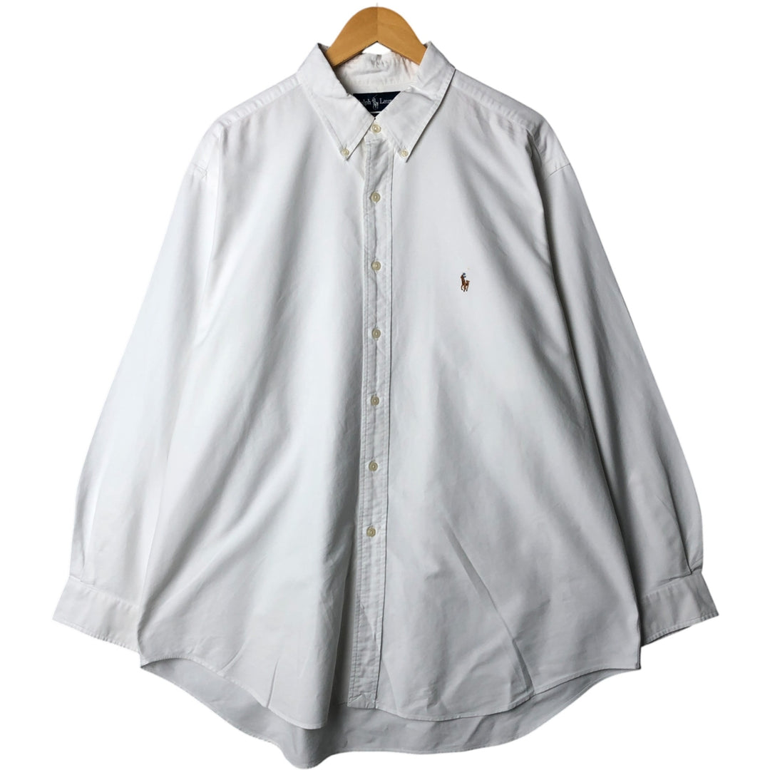 Ralph Lauren YARMOUTH long sleeve button down shirt, men's XXL size cotton white type Vintage Second Hand