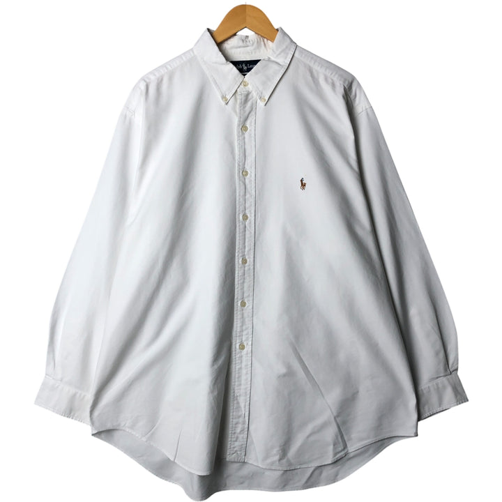 Ralph Lauren YARMOUTH long sleeve button down shirt, men's XXL size cotton white type Vintage Second Hand