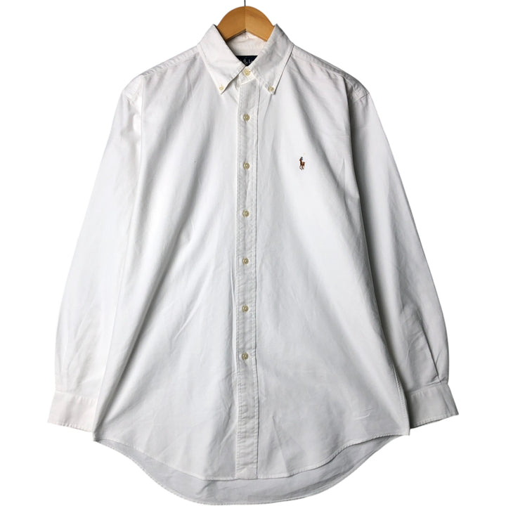 Ralph Lauren YARMOUTH long sleeve button down shirt, men's size M cotton white type Vintage Second Hand
