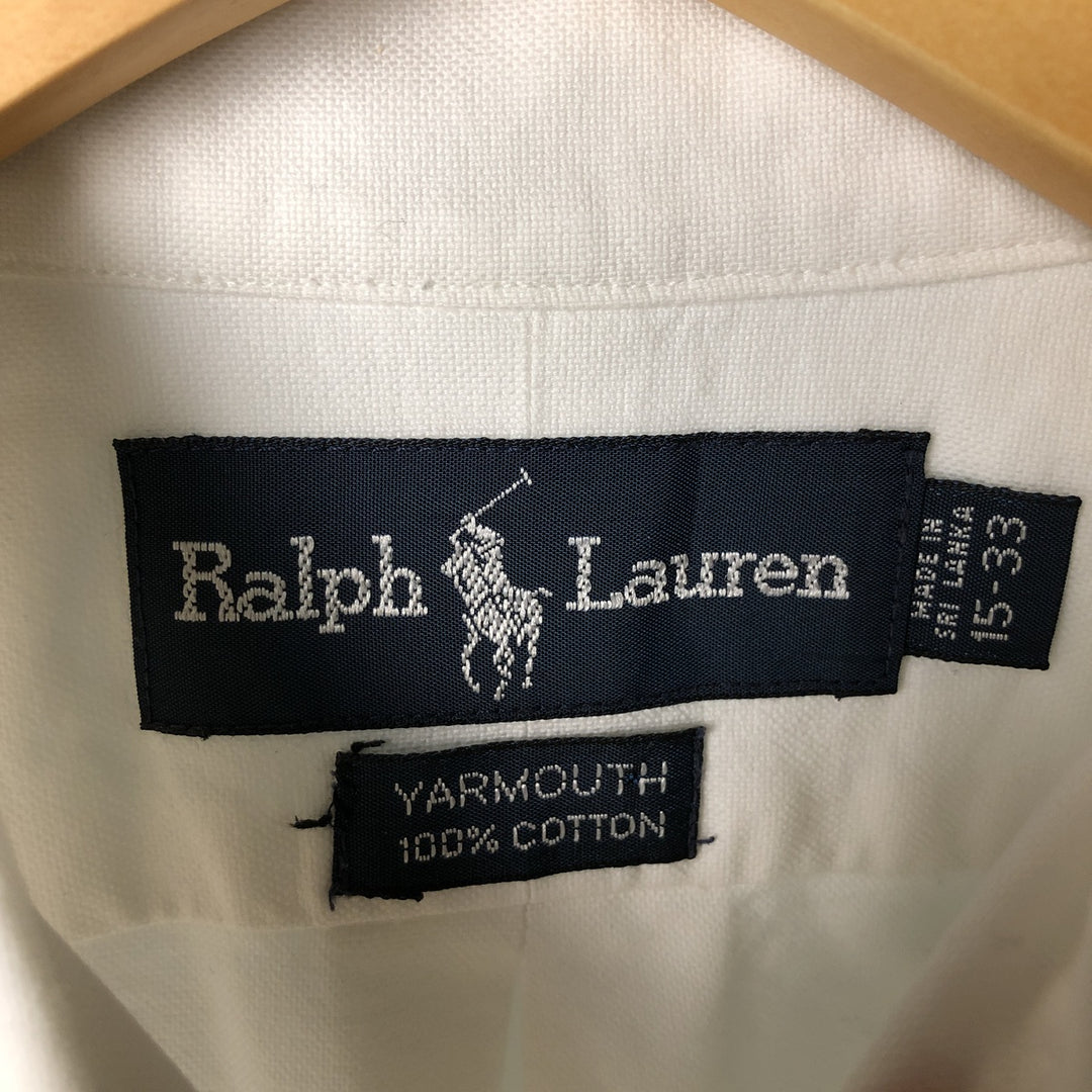 Ralph Lauren YARMOUTH long sleeve button down shirt, men's size M cotton white type Vintage Second Hand