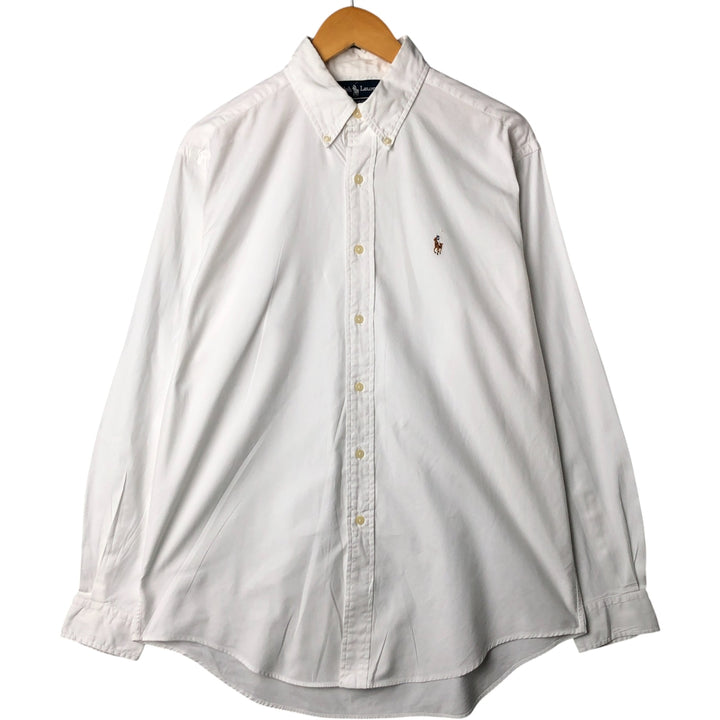 Ralph Lauren YARMOUTH long sleeve button down shirt made in USA, men's size M cotton pale white type Vintage Second Hand