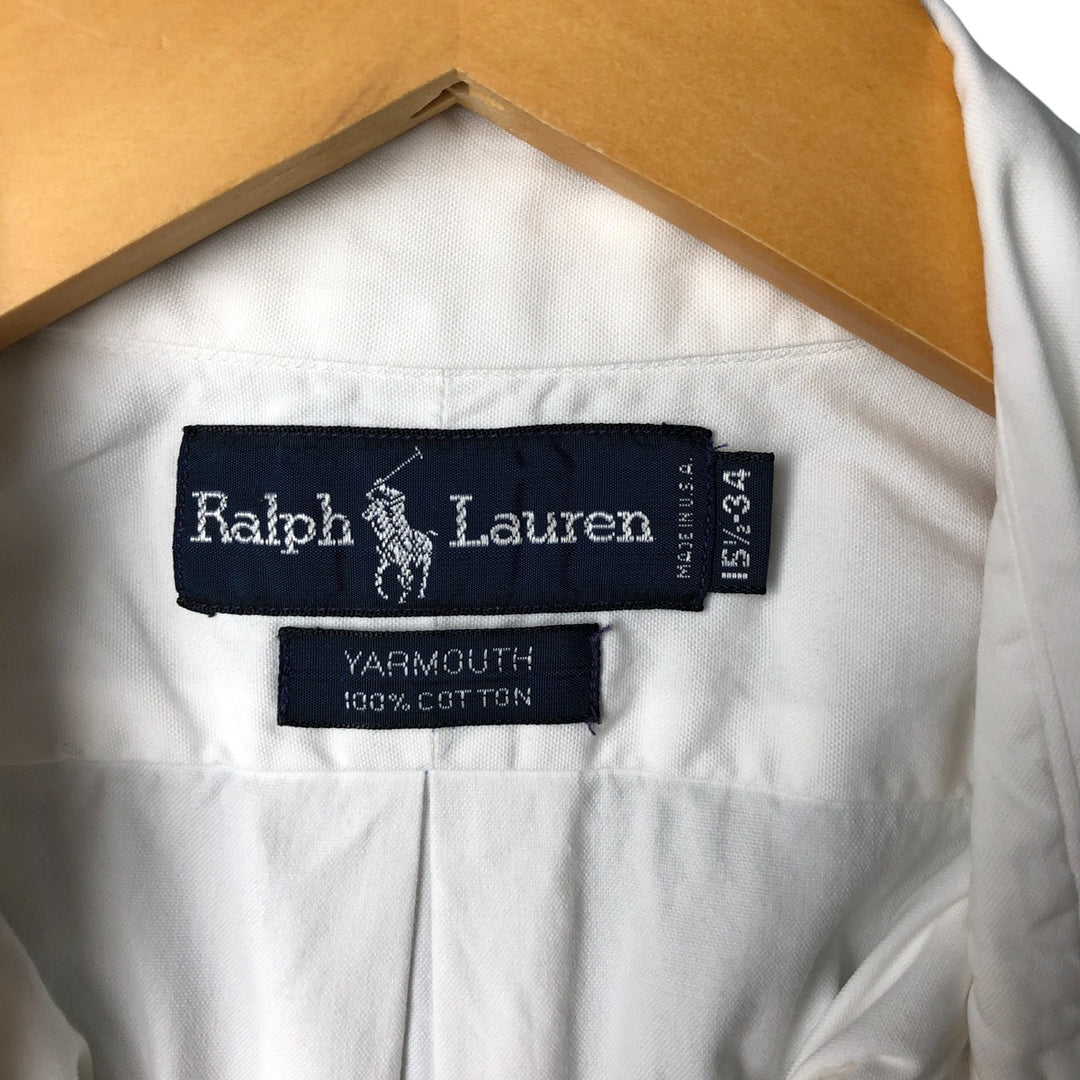 Ralph Lauren YARMOUTH long sleeve button down shirt made in USA, men's size M cotton pale white type Vintage Second Hand