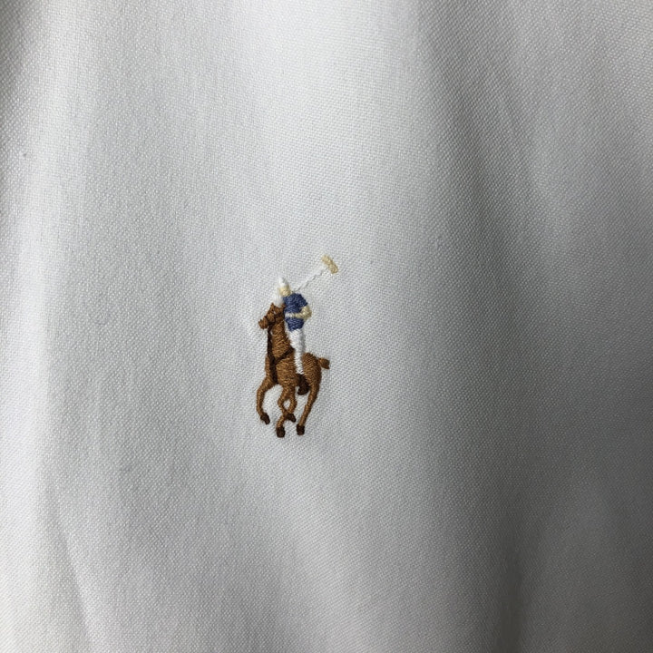 Ralph Lauren YARMOUTH long sleeve button down shirt made in USA, men's size M cotton pale white type Vintage Second Hand