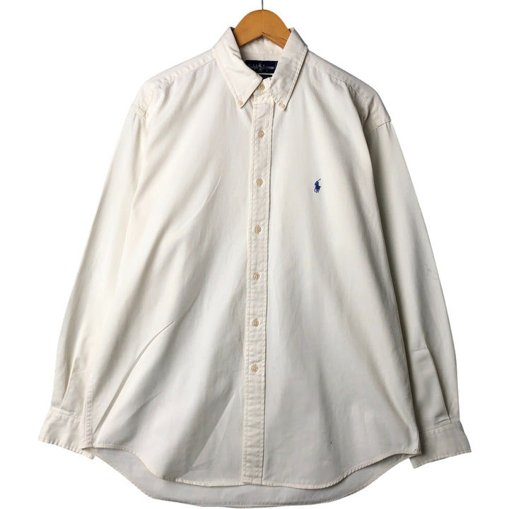 Ralph Lauren long sleeve button down shirt, men's size L cotton unbleached Vintage Second Hand