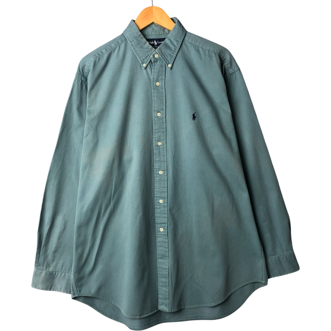 Ralph Lauren BLAKE long sleeve button down shirt, men's size L cotton Blue type light blue Vintage Second Hand
