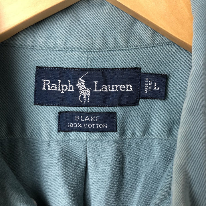 Ralph Lauren BLAKE long sleeve button down shirt, men's size L cotton Blue type light blue Vintage Second Hand