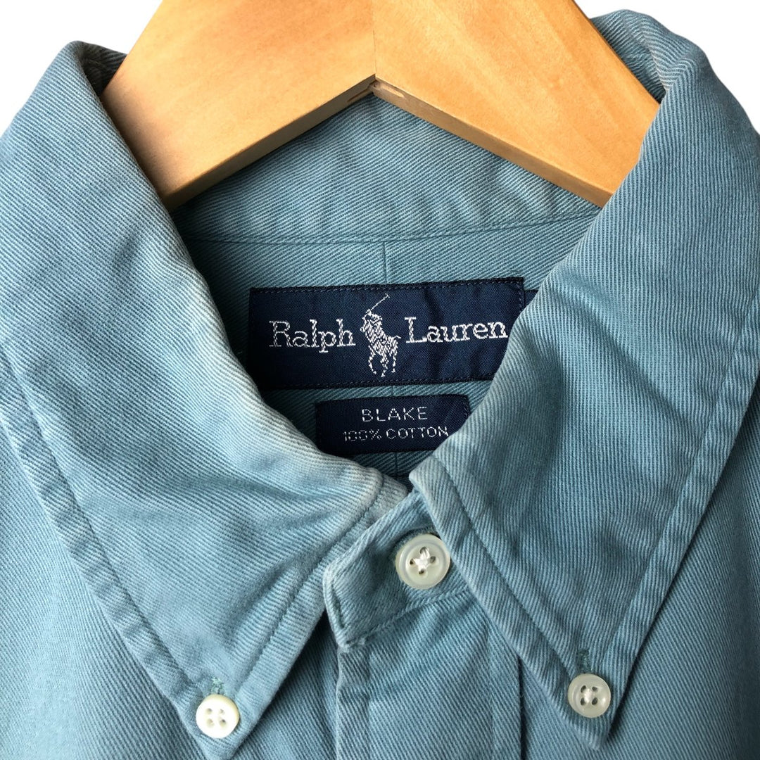 Ralph Lauren BLAKE long sleeve button down shirt, men's size L cotton Blue type light blue Vintage Second Hand