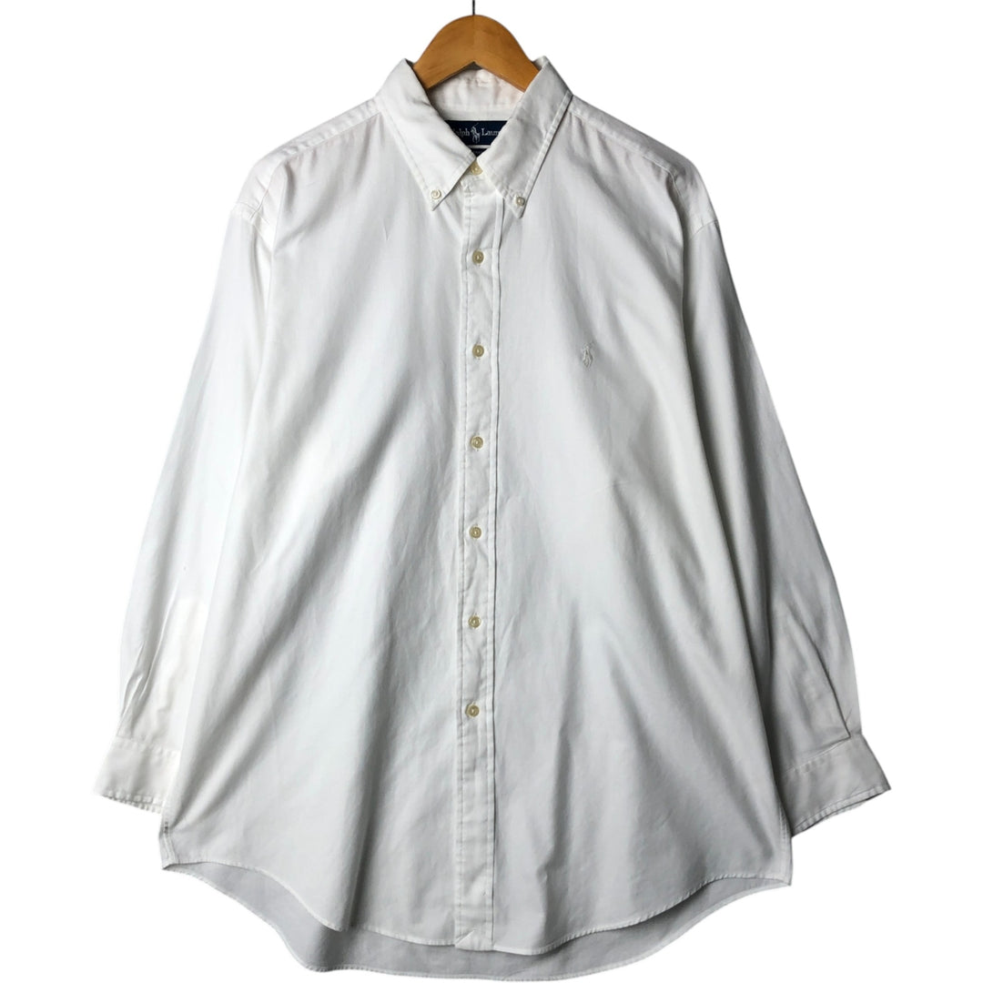 Ralph Lauren YARMOUTH long sleeve button down shirt, men's size L cotton white type Vintage Second Hand