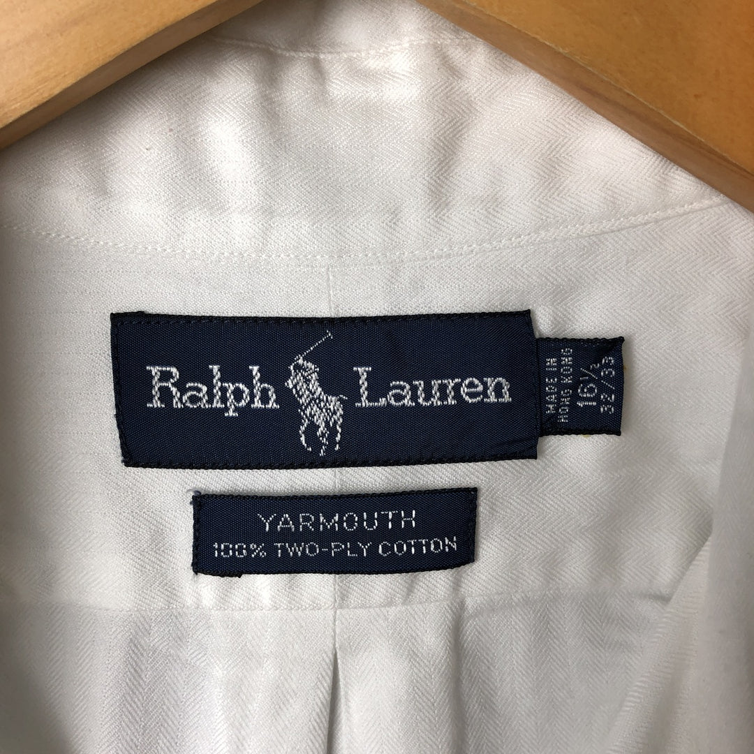 Ralph Lauren YARMOUTH long sleeve button down shirt, men's size L cotton white type Vintage Second Hand