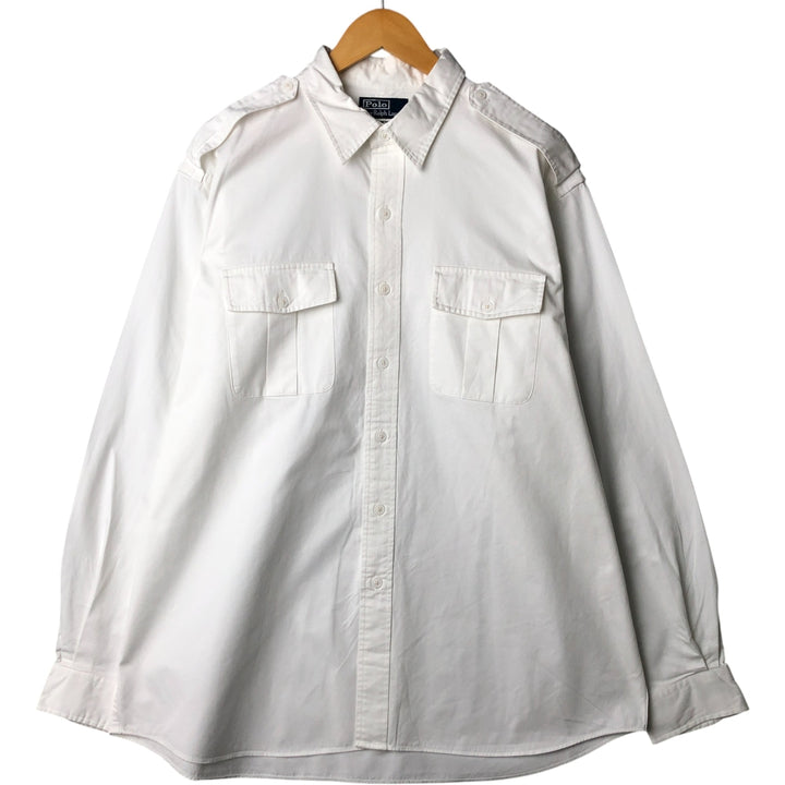 Ralph Lauren Fisher Military Shirt, Men's XL cotton white type Vintage Second Hand