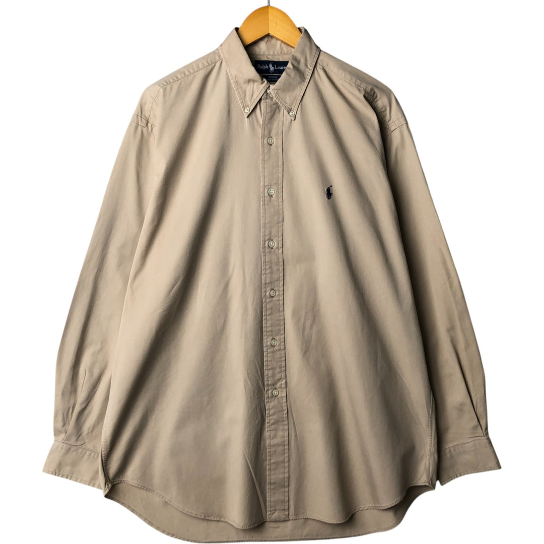 Ralph Lauren BLAKE long sleeve button down shirt, men's size L cotton Beige type Vintage Second Hand