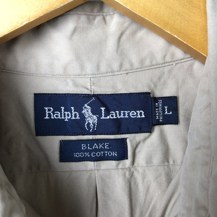 Ralph Lauren BLAKE long sleeve button down shirt, men's size L cotton Beige type Vintage Second Hand