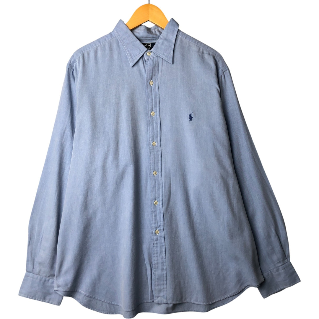 Ralph Lauren POLO by Ralph Lauren ANDREW long sleeve cotton shirt, men's XL size cotton Blue type light blue Vintage Second Hand