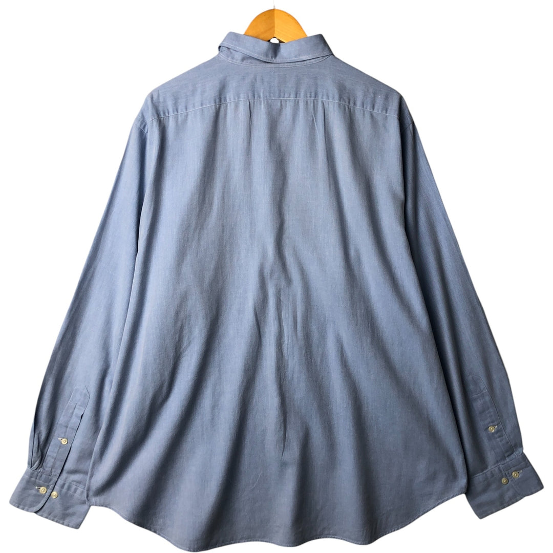 Ralph Lauren POLO by Ralph Lauren ANDREW long sleeve cotton shirt, men's XL size cotton Blue type light blue Vintage Second Hand