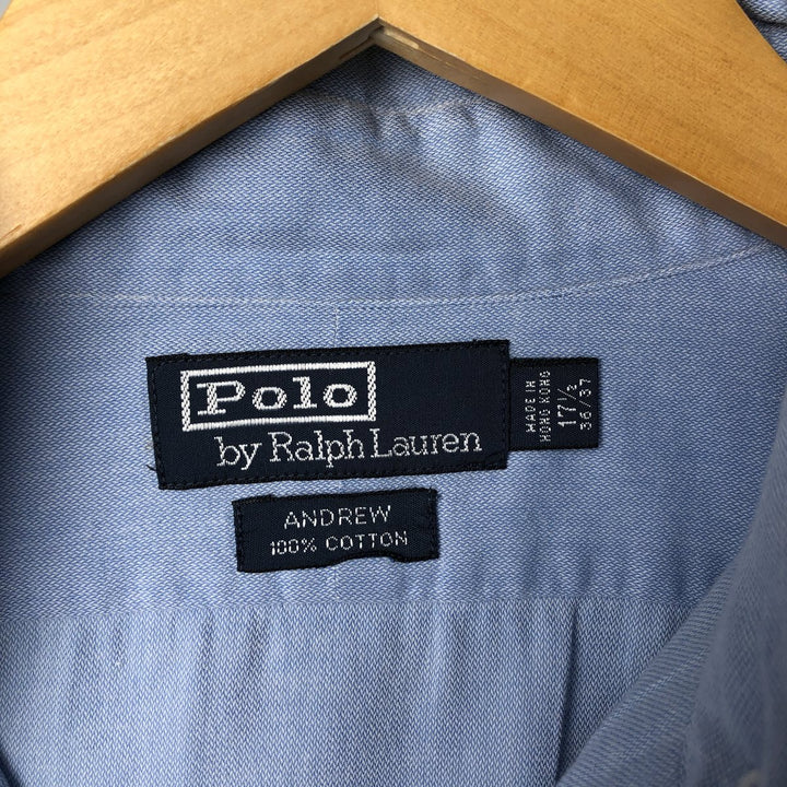 Ralph Lauren POLO by Ralph Lauren ANDREW long sleeve cotton shirt, men's XL size cotton Blue type light blue Vintage Second Hand