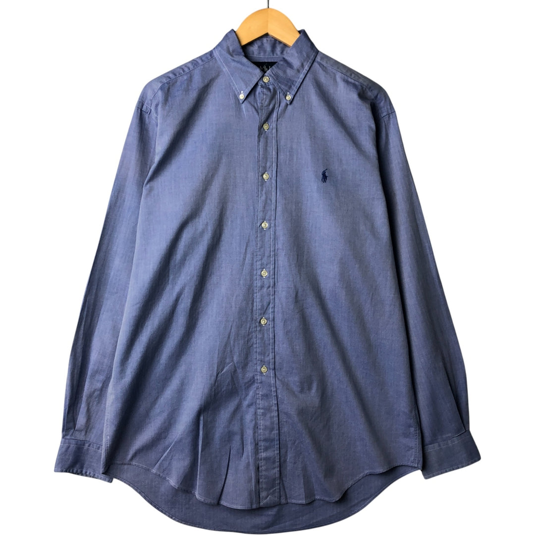 Ralph Lauren YARMOUTH long sleeve button down shirt, men's size M cotton blue type Vintage Second Hand
