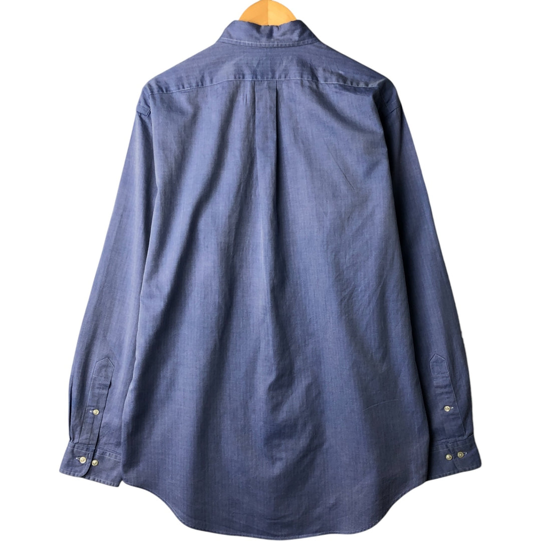 Ralph Lauren YARMOUTH long sleeve button down shirt, men's size M cotton blue type Vintage Second Hand