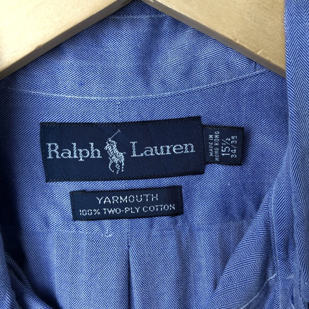 Ralph Lauren YARMOUTH long sleeve button down shirt, men's size M cotton blue type Vintage Second Hand