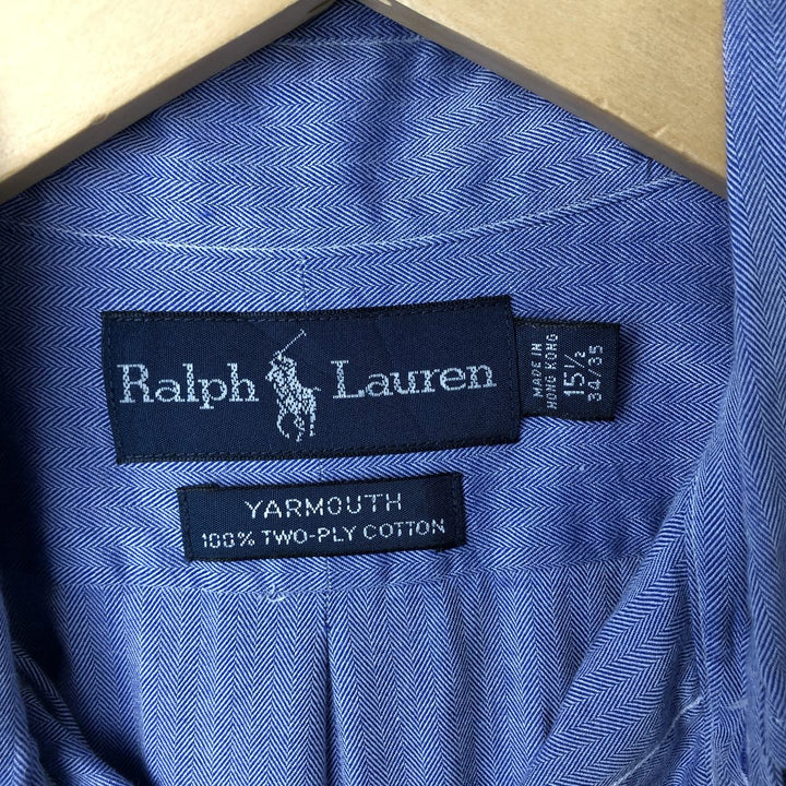 Ralph Lauren YARMOUTH long sleeve button down shirt, men's size M cotton blue type Vintage Second Hand