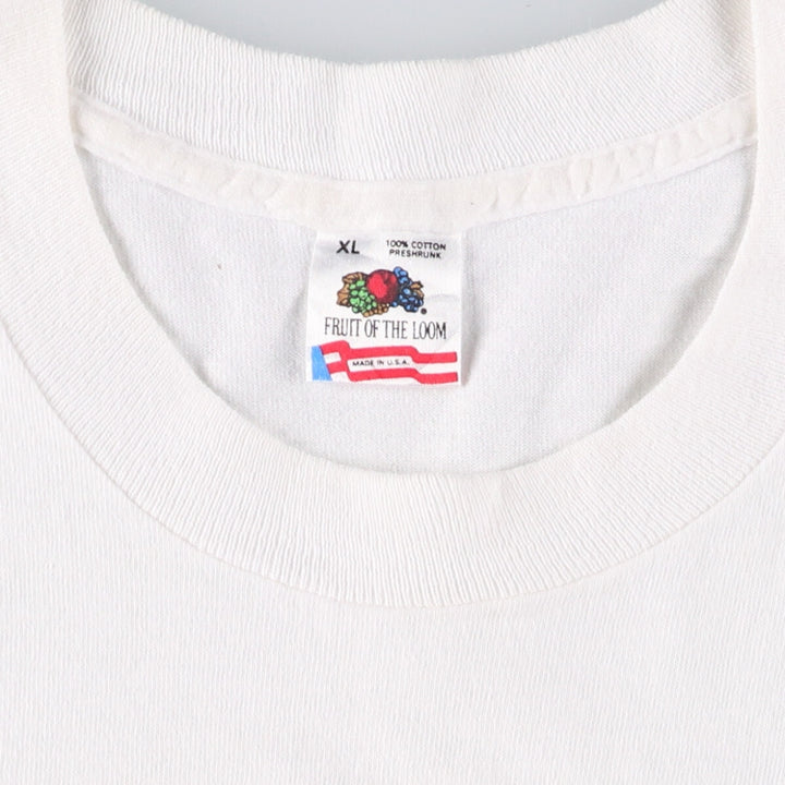 90'S Fruit of the Loom printed T-shirt, made in the USA, men's XL size, vintage cotton white type Vintage Second Hand