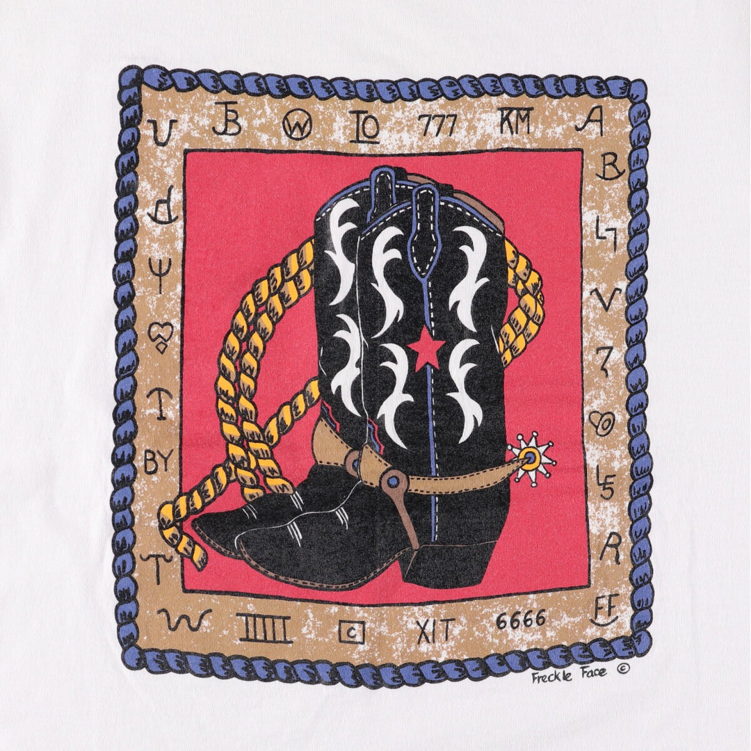 90'S Fruit of the Loom printed T-shirt, made in the USA, men's XL size, vintage cotton white type Vintage Second Hand