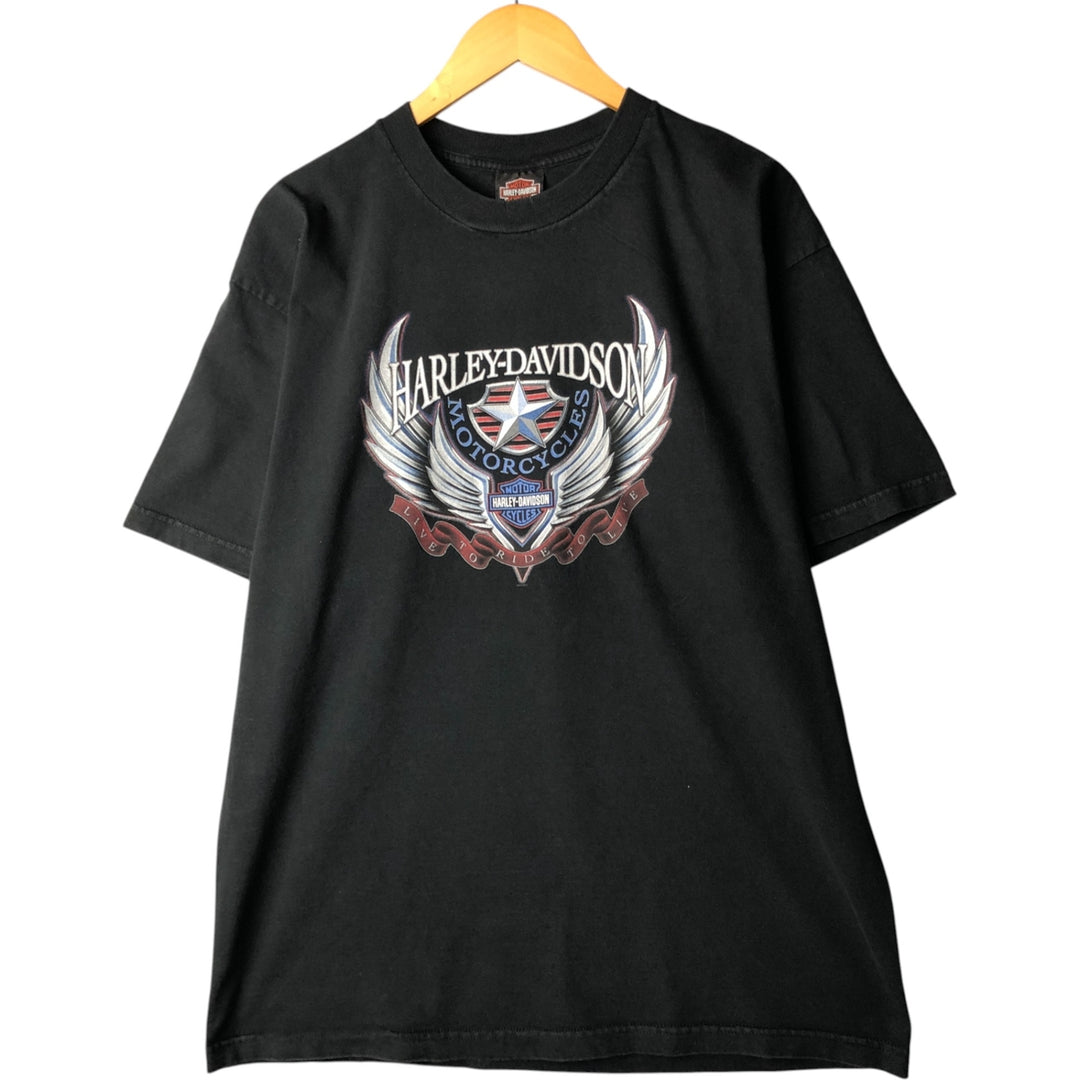 00'S Harley-Davidson Motorcycle Bike T-shirt Made in USA Men's XL cotton black type Vintage Second Hand