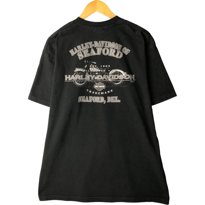 00'S Harley-Davidson Motorcycle Bike T-shirt Made in USA Men's XL cotton black type Vintage Second Hand