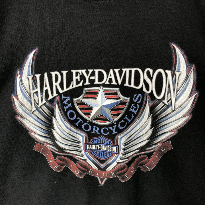 00'S Harley-Davidson Motorcycle Bike T-shirt Made in USA Men's XL cotton black type Vintage Second Hand