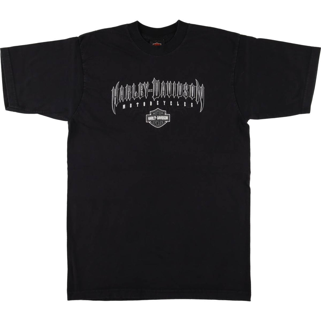 00'S Harley-Davidson Motorcycle Bike T-shirt Made in USA Men's L size cotton black type Vintage Second Hand