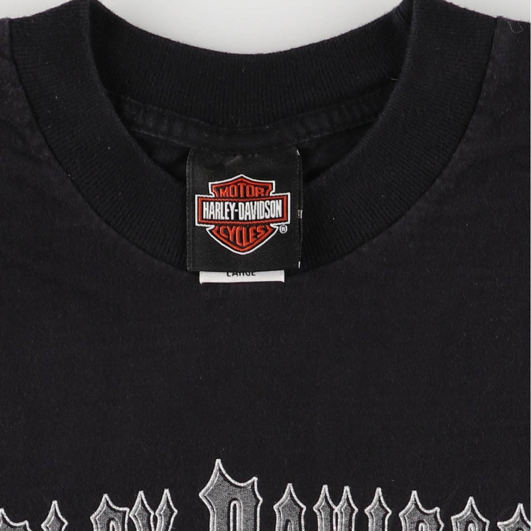 00'S Harley-Davidson Motorcycle Bike T-shirt Made in USA Men's L size cotton black type Vintage Second Hand