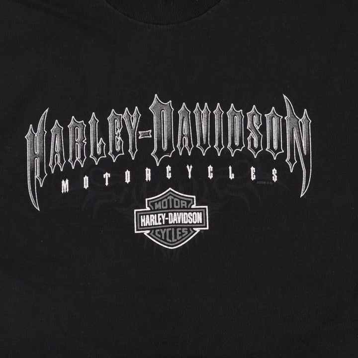 00'S Harley-Davidson Motorcycle Bike T-shirt Made in USA Men's L size cotton black type Vintage Second Hand
