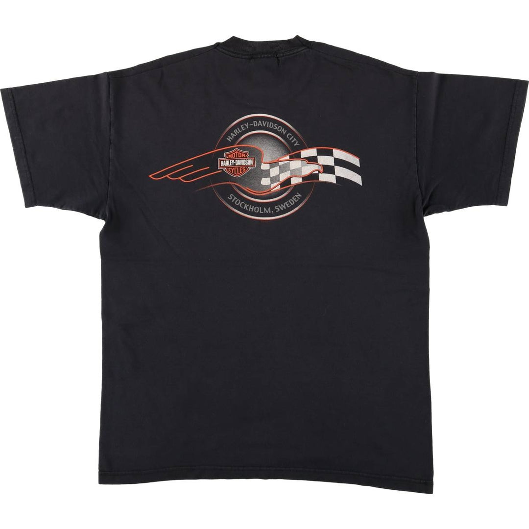 00'S Harley-Davidson Motorcycle Bike T-shirt Made in USA Men's L size cotton white type Vintage Second Hand