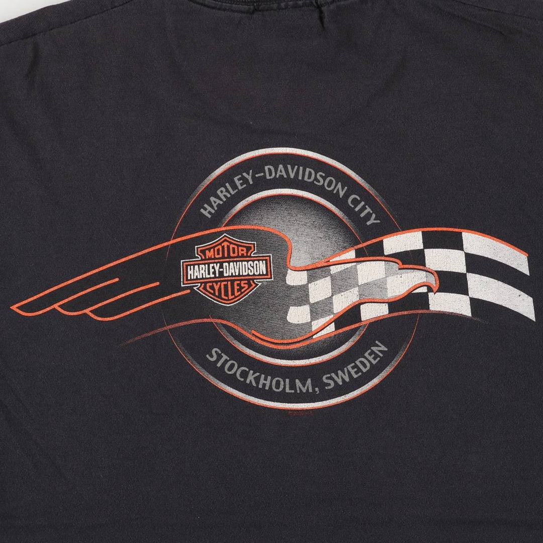 00'S Harley-Davidson Motorcycle Bike T-shirt Made in USA Men's L size cotton white type Vintage Second Hand