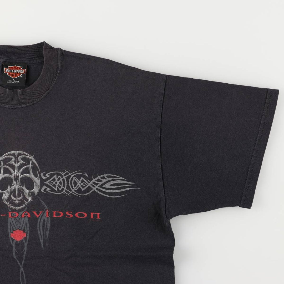 00'S Harley-Davidson Motorcycle Bike T-shirt Made in USA Men's L size cotton white type Vintage Second Hand