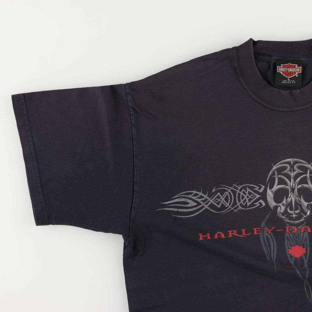 00'S Harley-Davidson Motorcycle Bike T-shirt Made in USA Men's L size cotton white type Vintage Second Hand