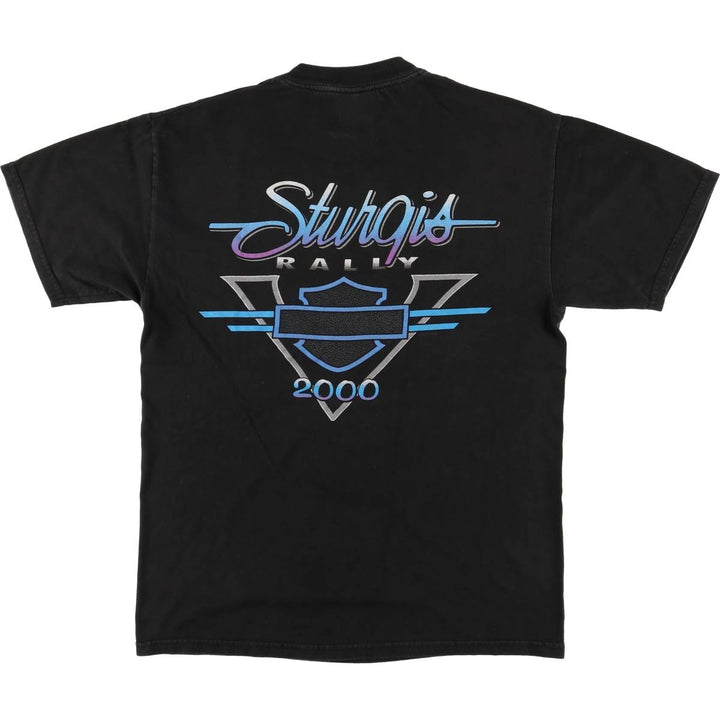 00'S Harley-Davidson Motorcycle Bike T-shirt Made in USA Men's M size cotton black type Vintage Second Hand