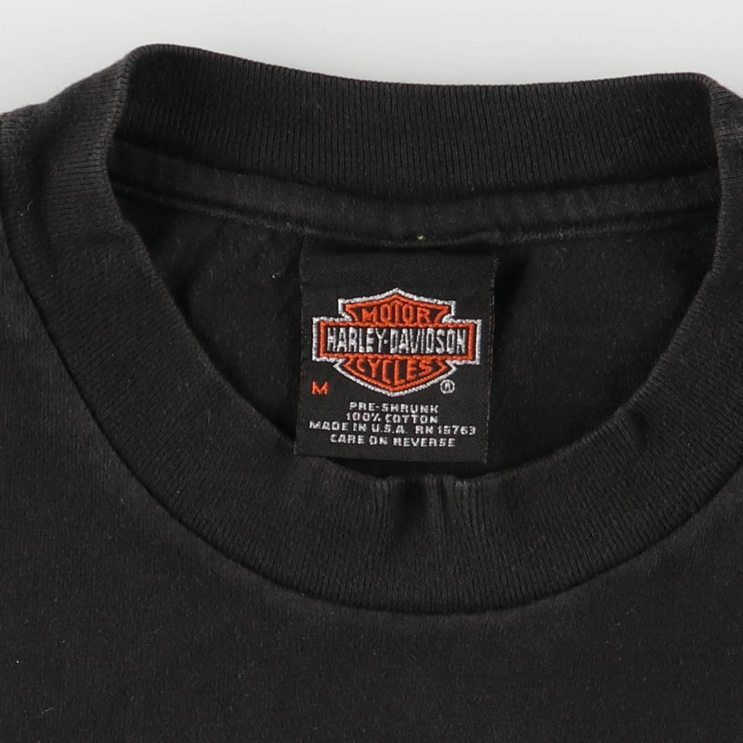 00'S Harley-Davidson Motorcycle Bike T-shirt Made in USA Men's M size cotton black type Vintage Second Hand