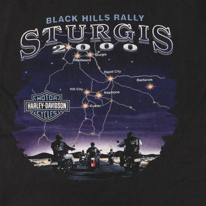 00'S Harley-Davidson Motorcycle Bike T-shirt Made in USA Men's M size cotton black type Vintage Second Hand