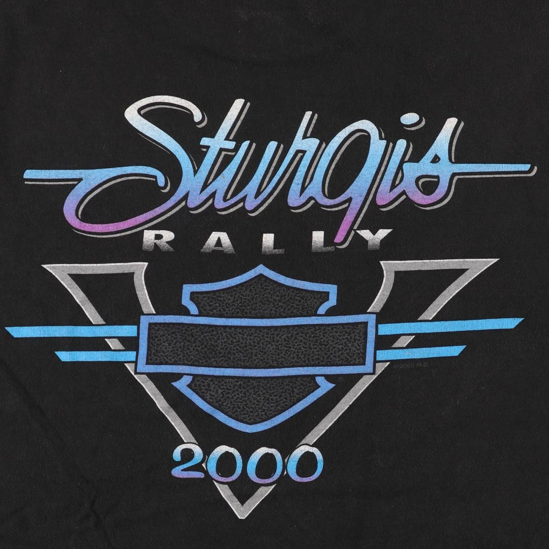 00'S Harley-Davidson Motorcycle Bike T-shirt Made in USA Men's M size cotton black type Vintage Second Hand