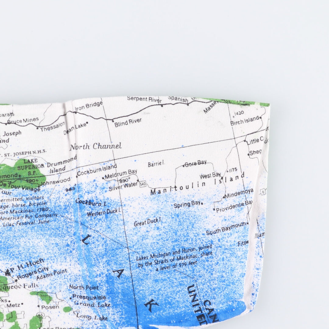 Vintage map all-over print souvenir T-shirt, size M, men's unclear white type Vintage Second Hand