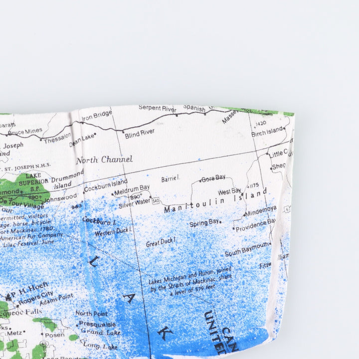 Vintage map all-over print souvenir T-shirt, size M, men's unclear white type Vintage Second Hand