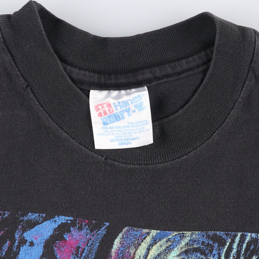 Vintage 90'S Hanes Art T-shirt, Made in USA, Men's Size Medium cotton black type Vintage Second Hand