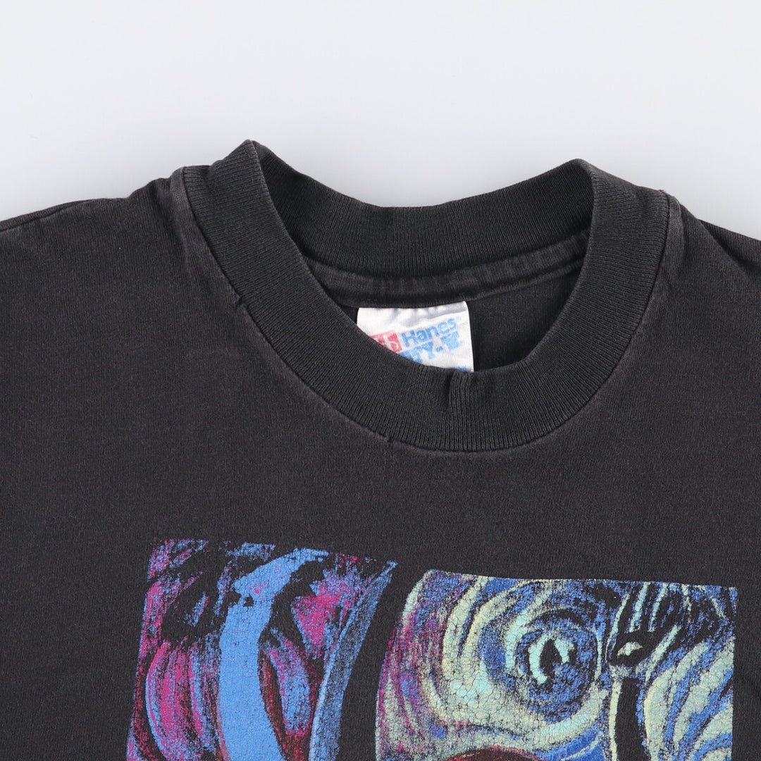 Vintage 90'S Hanes Art T-shirt, Made in USA, Men's Size Medium cotton black type Vintage Second Hand